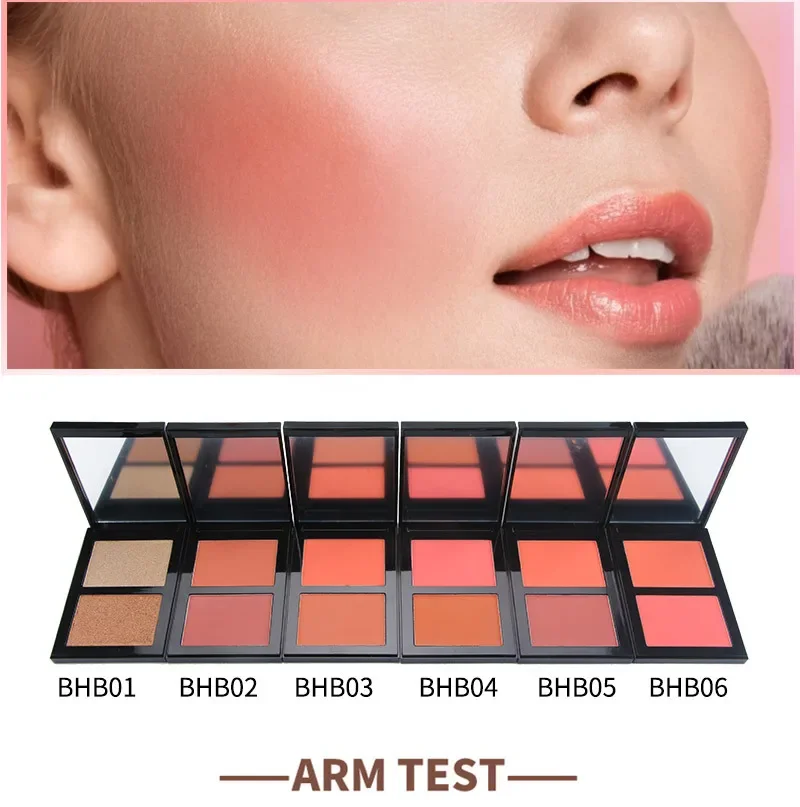 

Private Label Two-tone Concealer Pressed Powder Matte Rouge Powdering Blush Black Box Can Be Custom Logo Makeup Bulk Fine