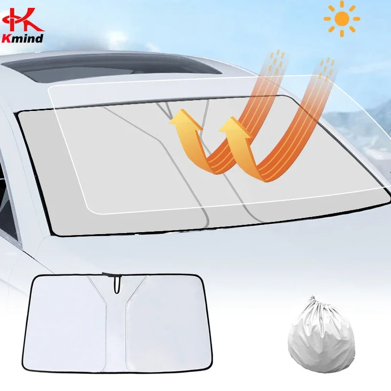 

KMIND Car Windshield Sun Shade Covers Front Window Sunscreen Sun Visors Heat Insulation Sunshade Parasol for Car Accessories