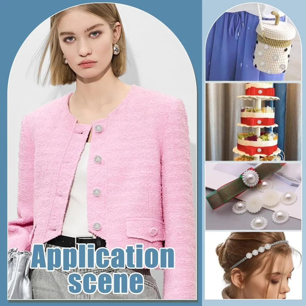 100 قطعة أزرار اللؤلؤ الصناعي من حجر الراين 0.51x0.53x0.24 بوصة أزرار بيضاء مسطحة الظهر من اللؤلؤ الزهري بدون ثقب أزرار بلاستيكية ABS #5