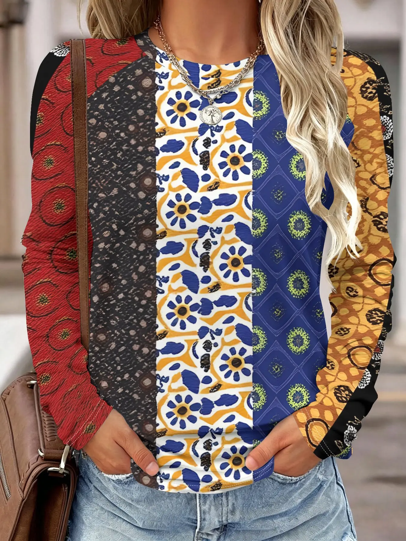 Shirts - Atasan kasual lengan panjang bergaya bohemian