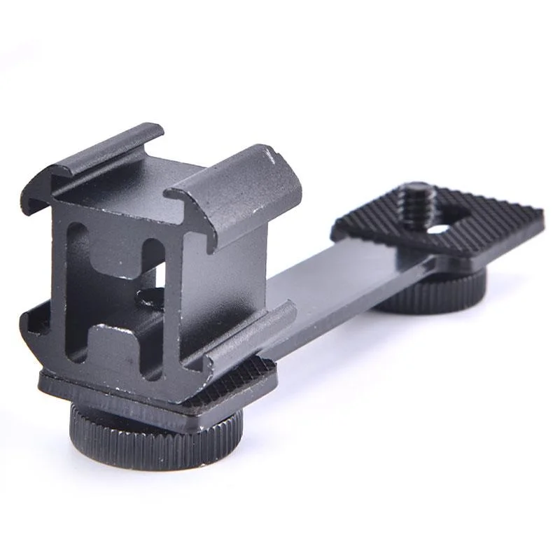 In 1 Triple Hot Shoe Mount Adapter Extension Bracket Holder ForBoya BY-MM1 Microphone Stand For Smooth 4 DJI OSMO Mobile