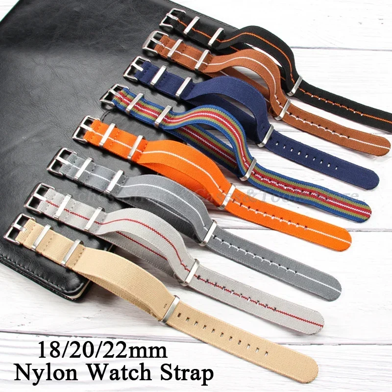 Nylon Strap Watch Band 18mm 20mm 22mm for Samsung Galaxy Watch 3 Strap for Huami Amazfit GTS for Military Men Belt Bracelet