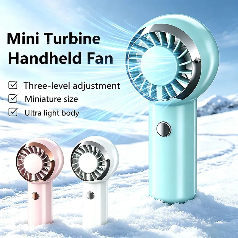 Ultraleichter 60g Mini-Turbinenventilator Tragbarer Handventilator Luftkühler 3-Geschwindigkeiten Windstärken Wiederaufladbarer Reise-, Einkaufs- und Campingventilator