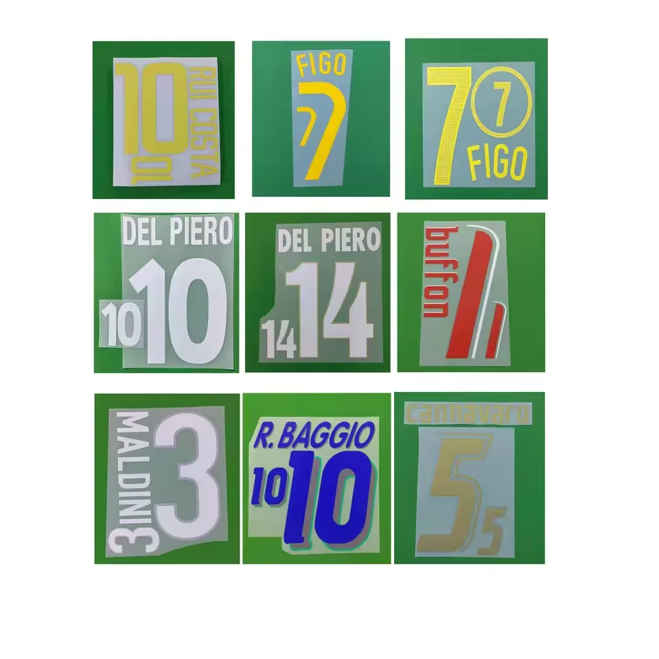 

Retro Nameset Printing 1998 2000 2006 Football Namesets Custom Name Numbe Heat Transfer Soccer Patch Badge