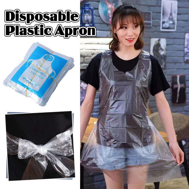 100 Pcs Disposable Tattoo Apron Waterproof Oil-proof Transparent Clean Cover Cape Painting Party Cooking Housework Picnic Apron