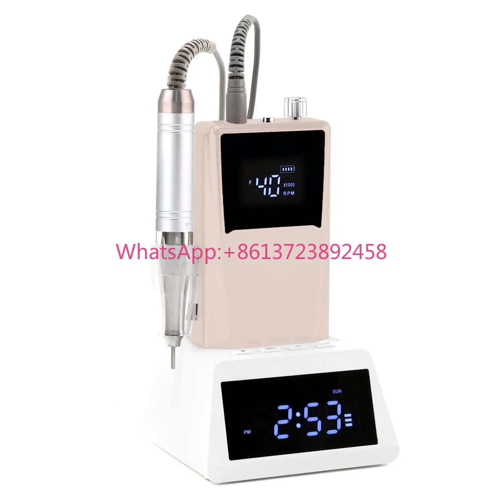 

Nude Color 40000RPM Coreless Custom Logo Nail Polish Manicure Drill Machine 65w with Power Bank Charge Station