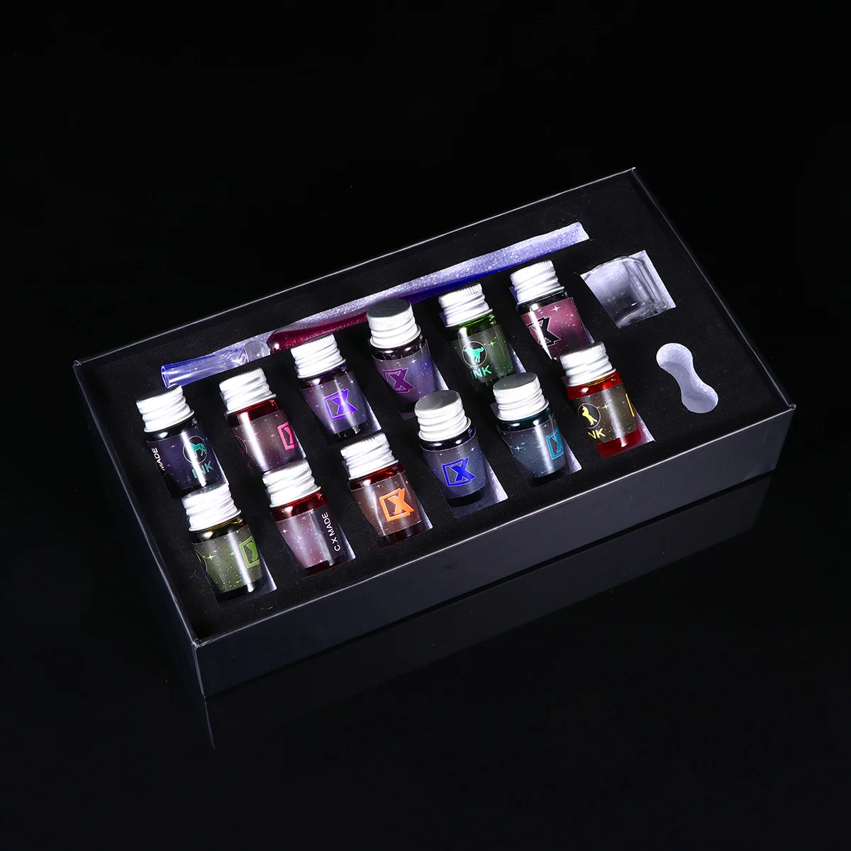 

1Set Crystal Glass Pen Set Handmade Violet Gradient Star Sky High Borosilicate Glass Calligraphy Writing Drawing Ink Art