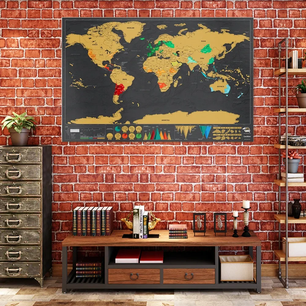 

Hot Sale Scratch Off Maps Poster Premium Wall Art Gift for Travelers - Deluxe Travel Scratch Maps Includes All Flags Background