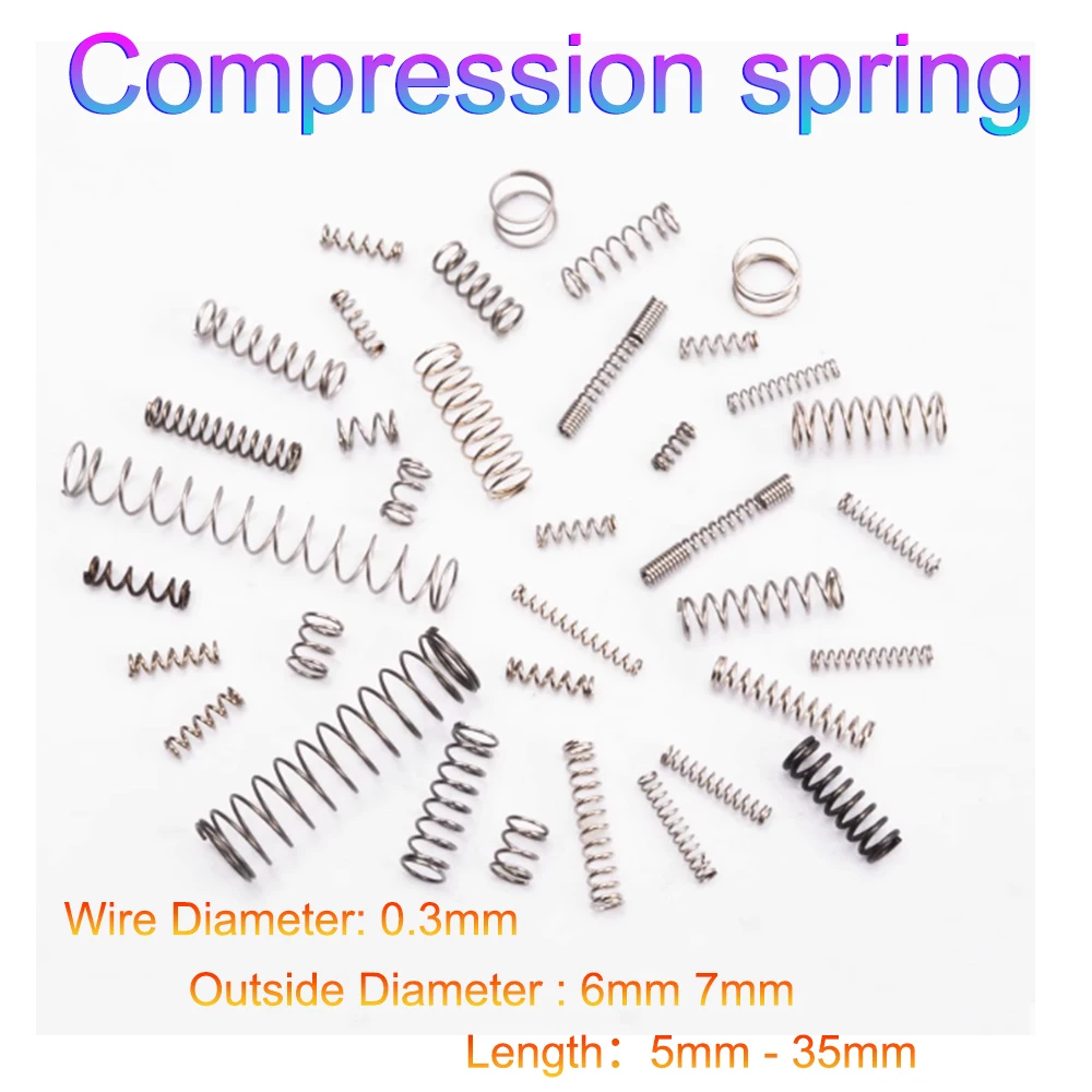 10/30/50/100Pcs Small Compression Spring Steel Wire Micro Shock Absorber Spring Wire Diameter 0.3mm Outer Diameter 6mm7mm