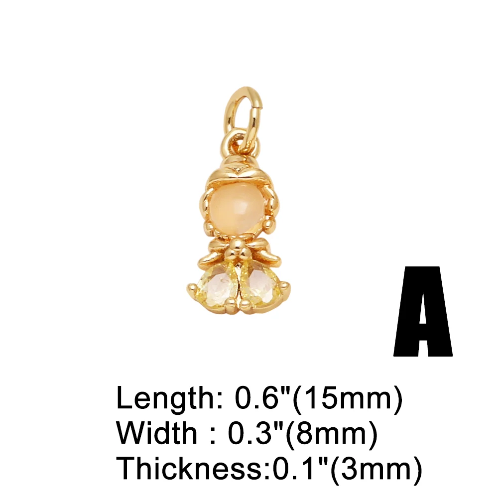 OCESRIO Fashion White Crystal Fishstar Charms for Bracelet Copper Gold Plated Whale Tail Conch Jewelry Making Supplies chma306