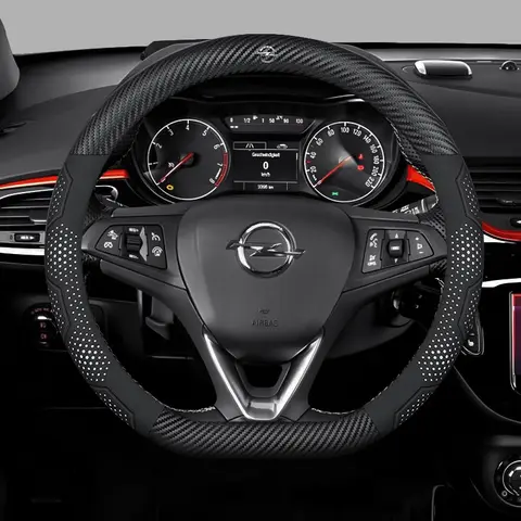 Opel CORSA Accessories For Opel OPCline ASTRA CORSA INSIGNIA MOKKA VECTRA GTC Tigra Carbon fiber Suede Leather Car Steering Wheel Cover Accessories