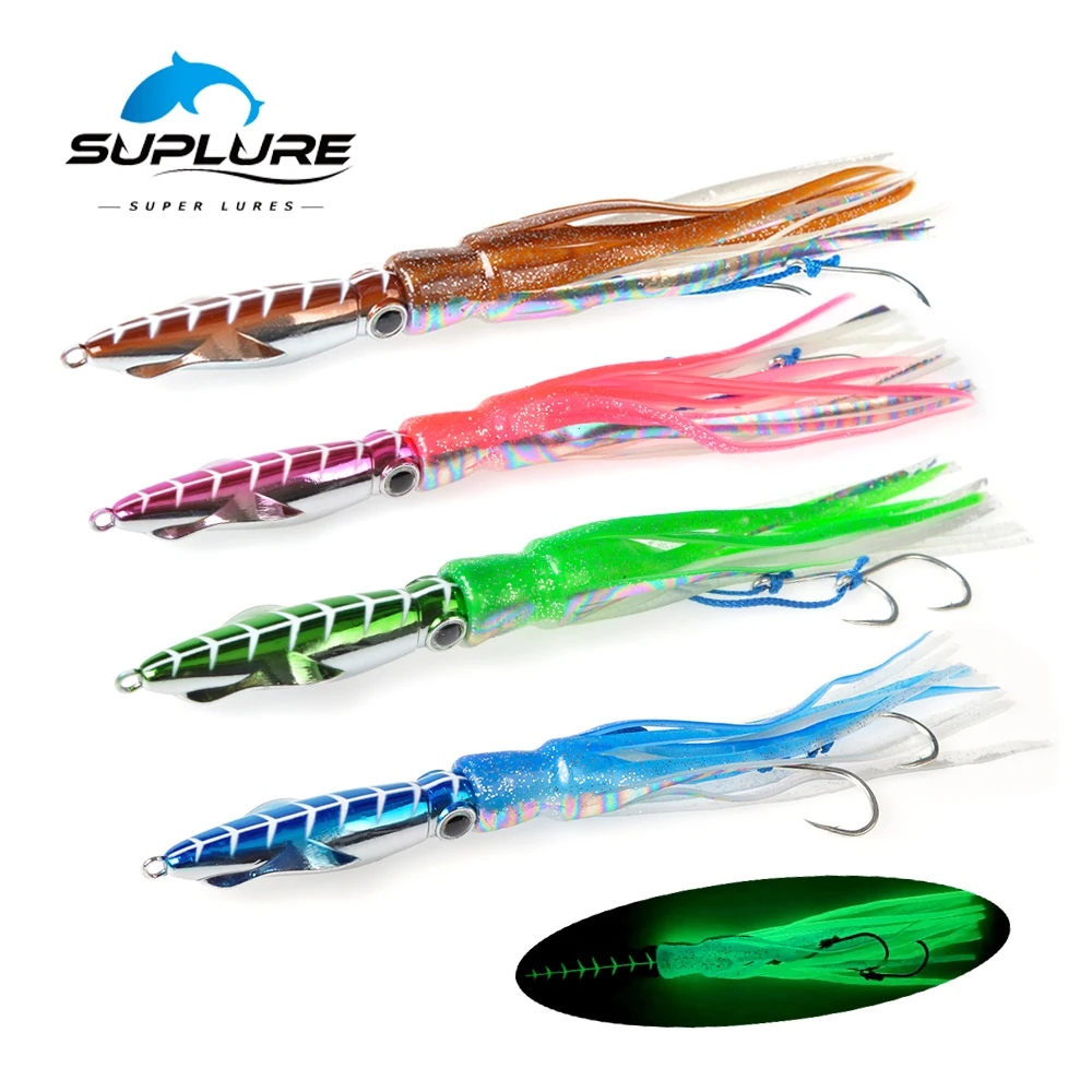 Super Lure Metal Head Octopus Skirt Fishing Jigging Lure 60g100g150g200g Artifial Bait pesca Fishing Lure Hard Bait With Hooks