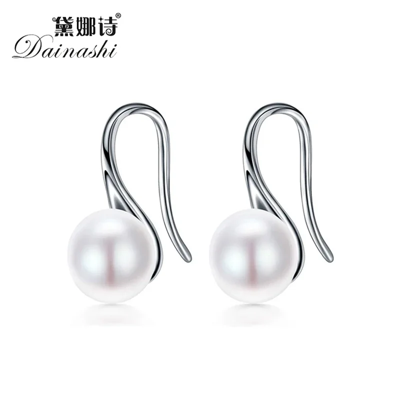 Dainashi 925 srebro naturalne kolczyki proste okrągłe klasyczne kolczyki moda fine Jewelry prezenty kolczyki dla kobiet