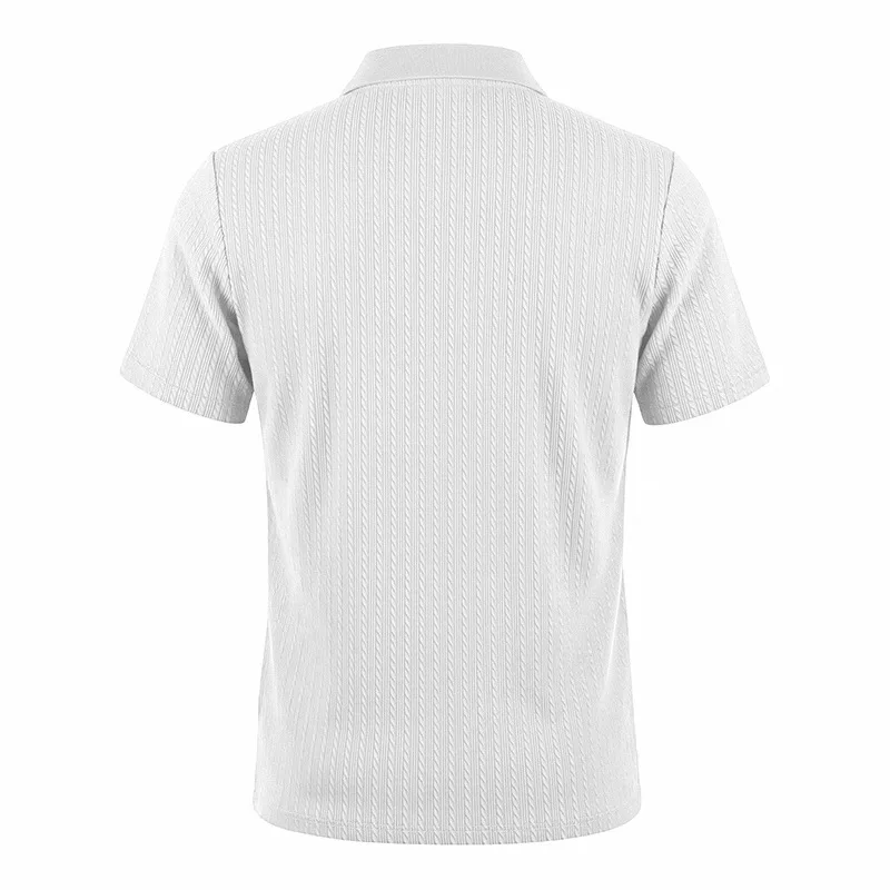 Europäisches und amerikanisches Sommer-Herren-Polohemd mit lockerem Jacquard-Strickmuster, geknöpft, kurzärmelig, auf Lager – Detail 14