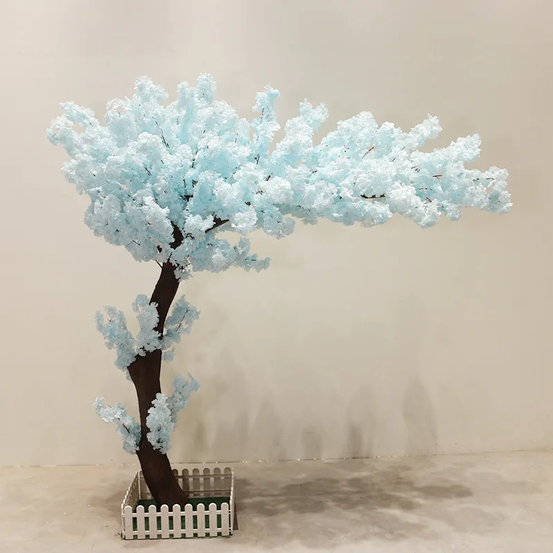 Simulation Cherry Blossom Tree Blue Cherry Blossom Peach Blossom  Large Wishing Tree Wedding Decoration  Indoor Hotel Be