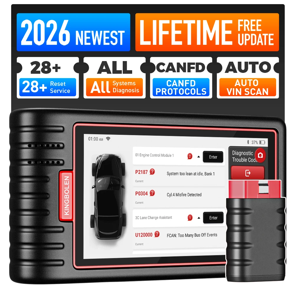 Outils de diagnostic automobile KINGBOLEN S6, scanner OBD2 CAN FD pour système complet avec 28 services de réinitialisation, lecture automatique du VIN, mise à jour gratuite en ligne