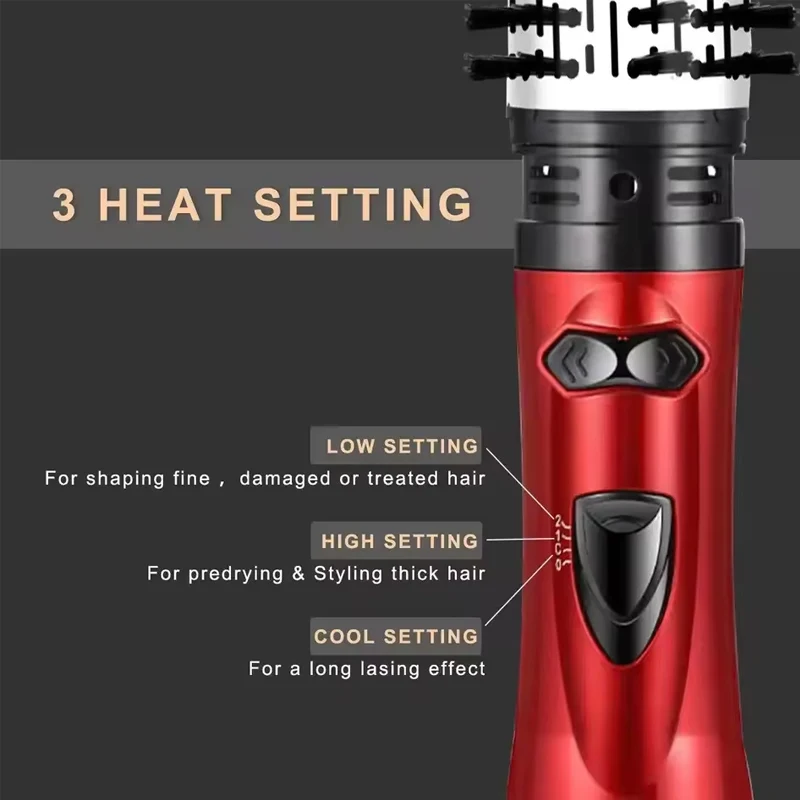 قابل للتعديل درجة الحرارة الكهربائية تجعيد الشعر أدوات ساخنة فرشاة تكثيف مستديرة 360 درجة الدورية فرشاة مجفف الشعر المتعددة
