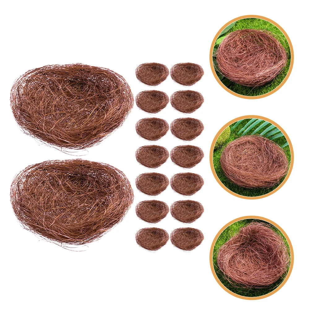 

16 Pcs Artificial Simulated Bird Nest Birdemic Cage Silk Photography Props