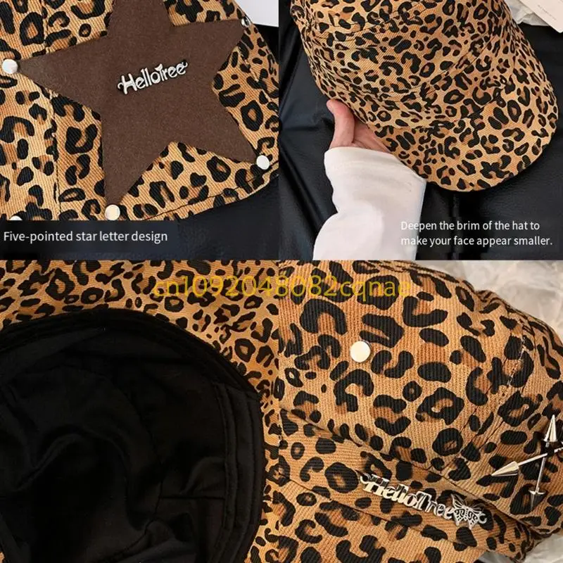 

Привлекательный берет унисекс с леопардовым узором, повседневная одежда из дышащей ткани, шляпа