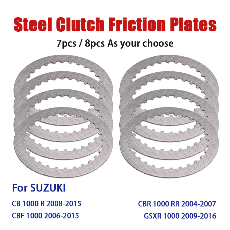 Motorcycle Friction Steel Clutch Plates For Suzuki GSXR1000 GSX-R1000 CBR1000RR CB1000R CBF1000 GSXR GSX-R CB CBR CBF 1000 R RR