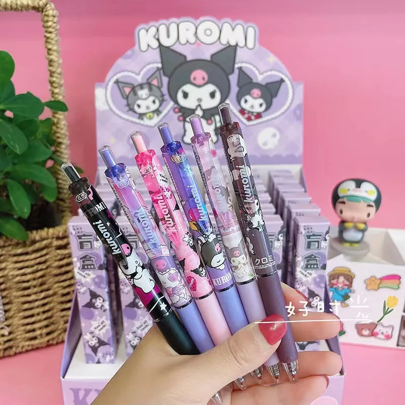 HelloKitty Neutral Black Pen Kuromi kitty Cartoon Student Good Writing Fast Drying Click Black Pen Cute Cinnamoroll Stationery