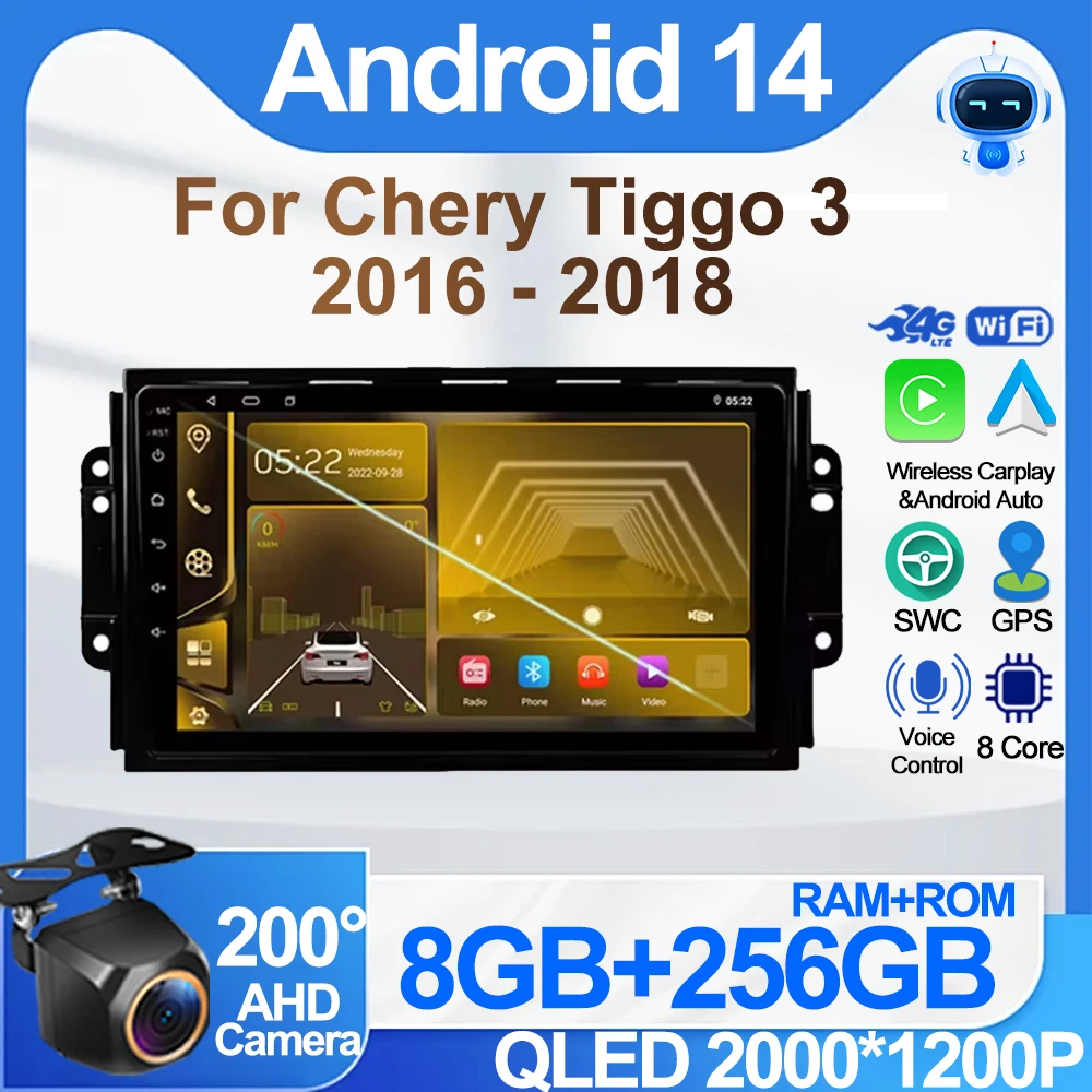

Android Radio For Chery Tiggo 3 2016 - 2018 Carplay Stereo Head Unit Bluetooth Mirror Link Car Multimedia Player Touch Screen 5G