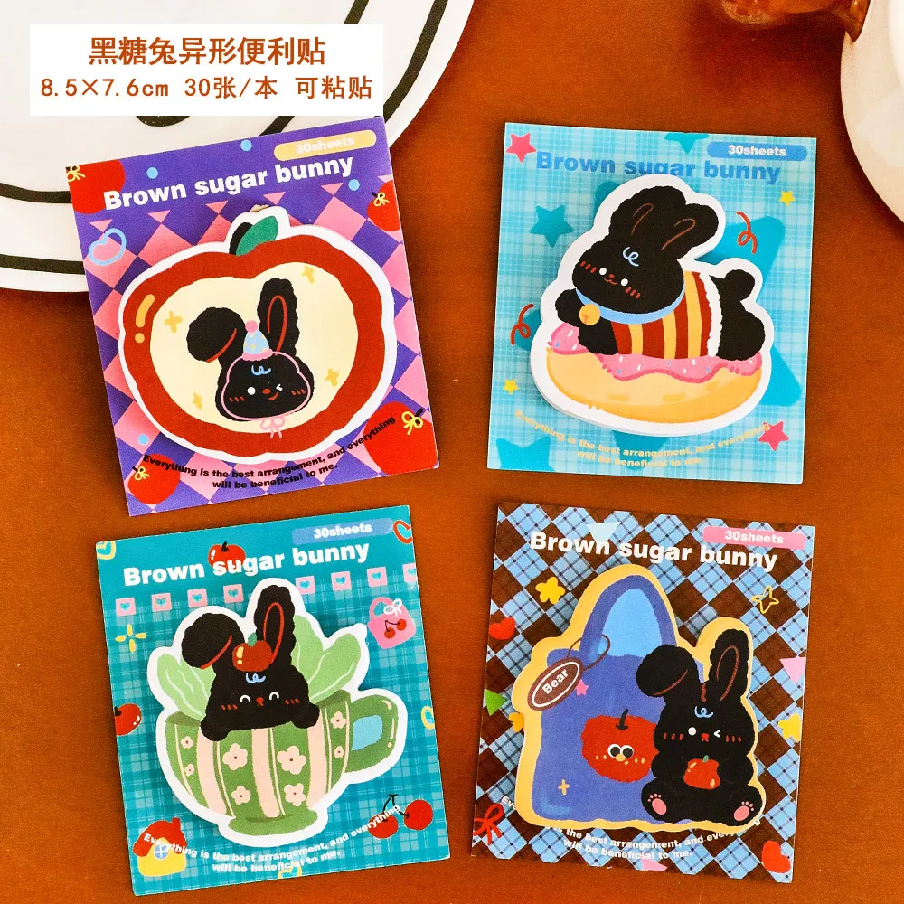 لوحة مذكرة على شكل أرنب كرتوني، وسادات كتابة ملاحظات لاصقة للأطفال، طلاب المكاتب المدرسية، ورق رسائل المفكرة #3