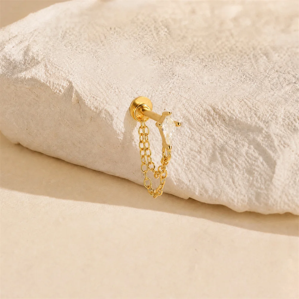 AIDE 925 Sterling Silber Pferdeaugen Doppelschichtige Quaste für Damen, flacher Rücken, Knorpelpiercing, Ohrknochen-Ohrringe, edler Schmuck – Detail 12