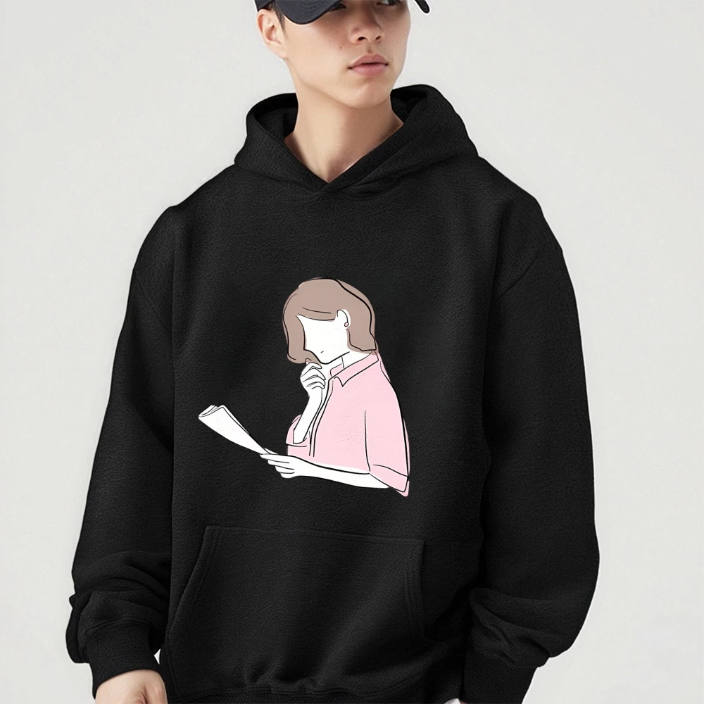 데일리 컴포트 스웨터 후드 그래픽 오버사이즈 여성 독서 프린트 streetwear 캐주얼 루즈핏 유니섹스 겨울 의류