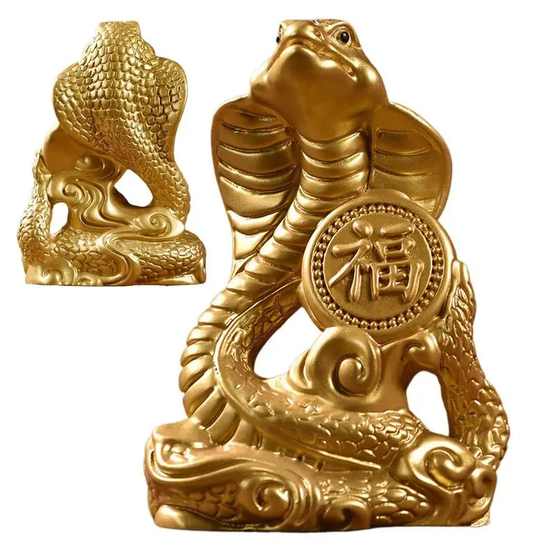 wooden Carved Feng Shui snake decoration Lucky snake Statue ornaments Money Wealth Home Desktop Decoration Animal Figurines