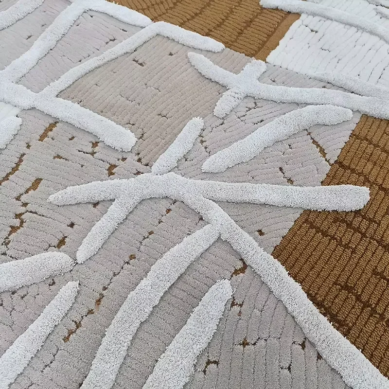 Modern Mansion Imported Wool and Bamboo Silk Carpet Minimalist Wabi-sabi Hand Tufted Rug for Office Kitchen Apartment