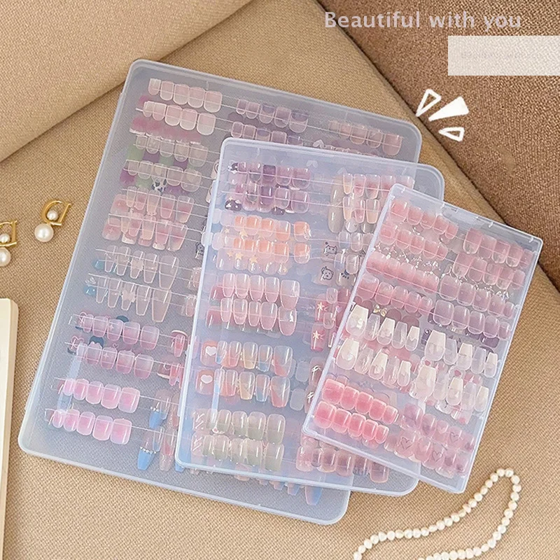 

Transparent Press On Nail Storage Box Dustproof Nail Tips Organizer Seasonal False Nails Display Box Acrylic Nail Art Tools