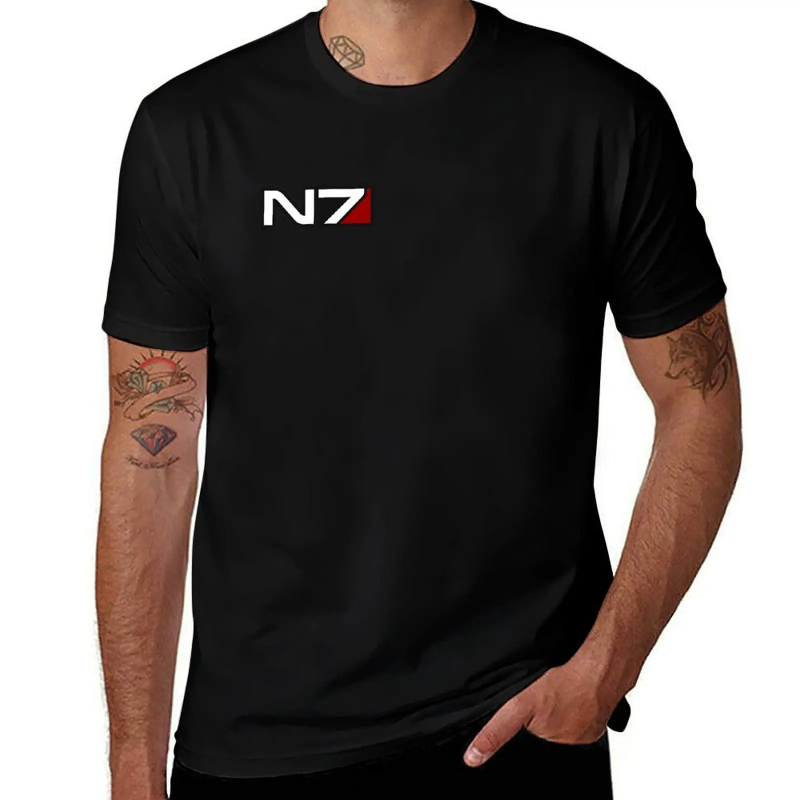 N7 emblem, Mass Effect T-Shirt tops Aesthetic clothing baggy shirts customs design your own men t shirts high quality