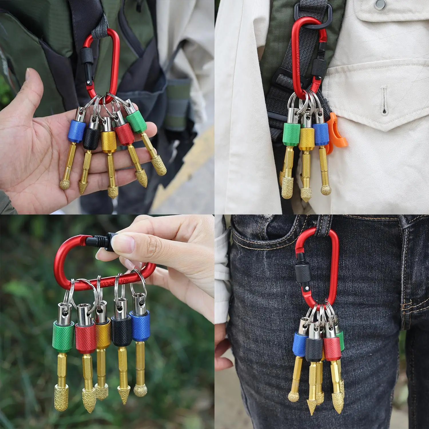 12/1x Drill Bits Socket Quick Release Screwdriver Head Conversion Sleeve with Carabiner Hand Tool Parts Screwdriver Bits Holder