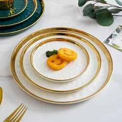 Nordic Light Luxury Ceramic Dining Plate for Home Creative Golden Edge Steak Fruit Salad Dessert Breakfast Dish Tablewear Dishes