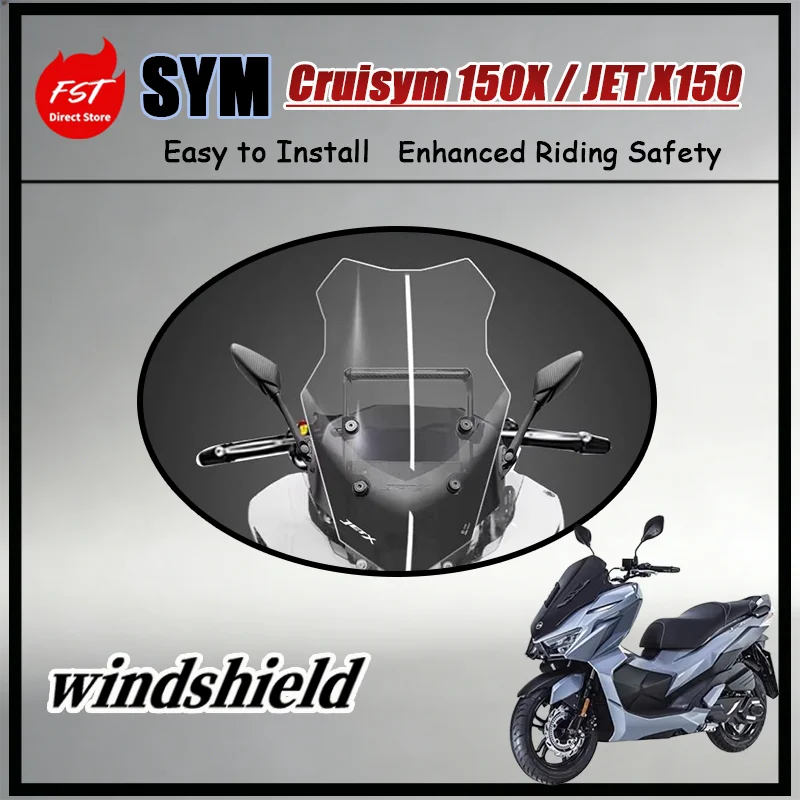 FOR Height Adjustable Windshield Bracket And Mirror Relocation Forward Set for SYM Cruisym 150X JET X150 - Easy Installation