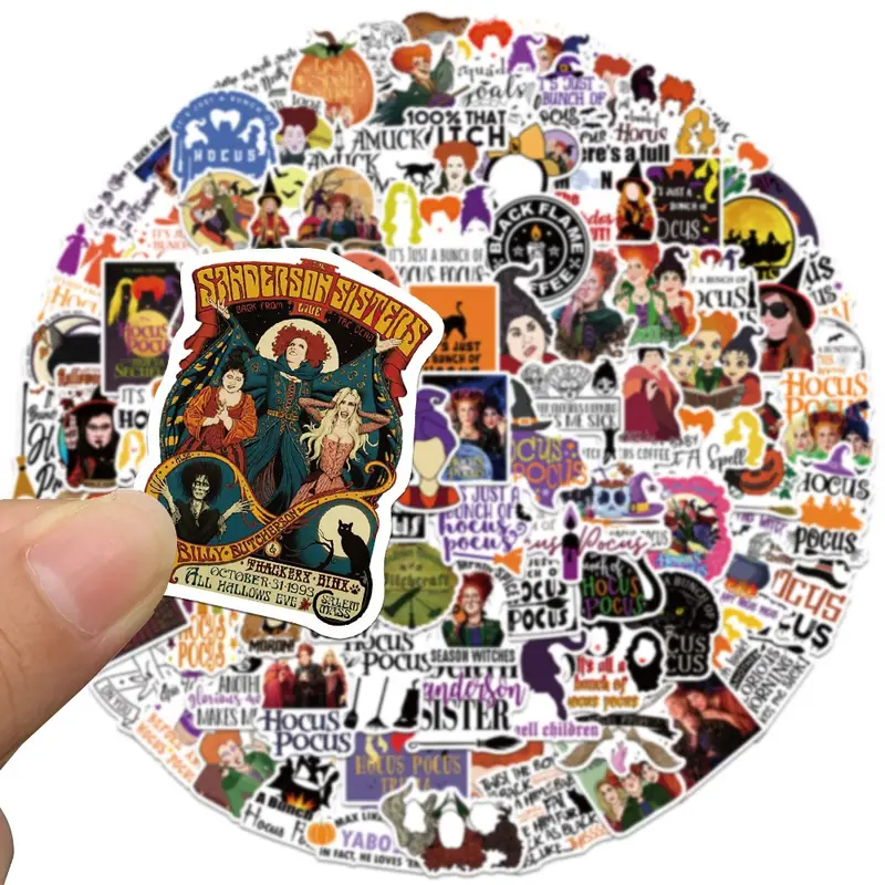100Pcs Halloween Witch Hocus Pocus Stickers Horror Decal Skateboard Phone Luggage Laptop Car Waterproof Stickers Kids Toy - Image 4