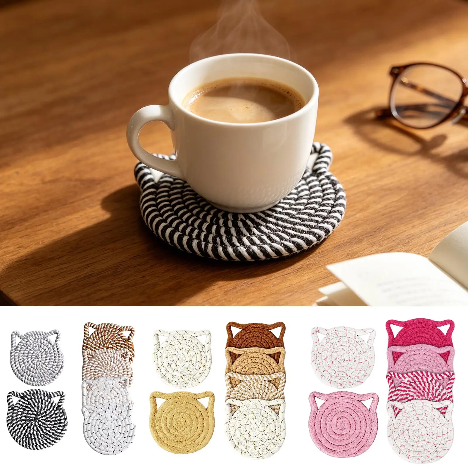 Coasters For Drinks Aesthetic Funny Desk Decor Coffee Cup Table Coasters Set For Kitchen Bedroom Dining Living Room Office Bar