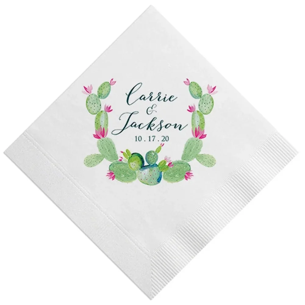 

50PCS Geo Greenery Wedding Napkins | Bridal Shower Napkins | Rehearsal Dinner | Full Color Napkin | Blush Pink Napkins