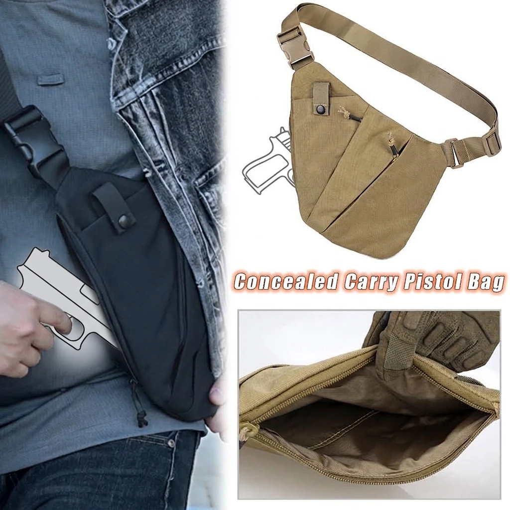 Tactical Concealed Carry Gun Bag - Right-Hand Draw Pistol Holster with Anti-Theft Design Lightweight Crossbody Chest Bag