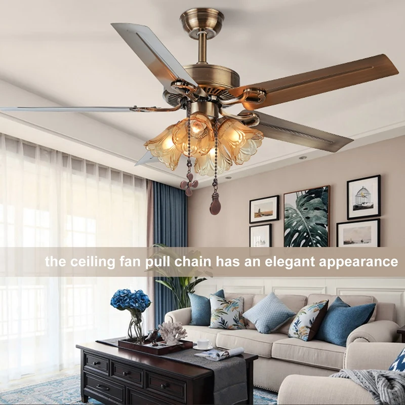 FULL-4Pcs Ceiling Fan Pull Chain Set,Bulb And Fan Pattern Pull Chain Extension Fan Pull Chain Pendant 12 Inch