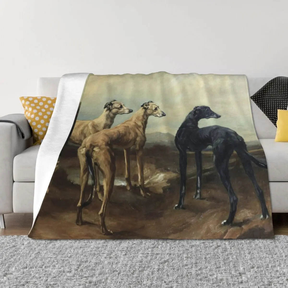 

Greyhounds in a landscape Throw Blanket Soft Plush Plaid Camping Bed Blankets
