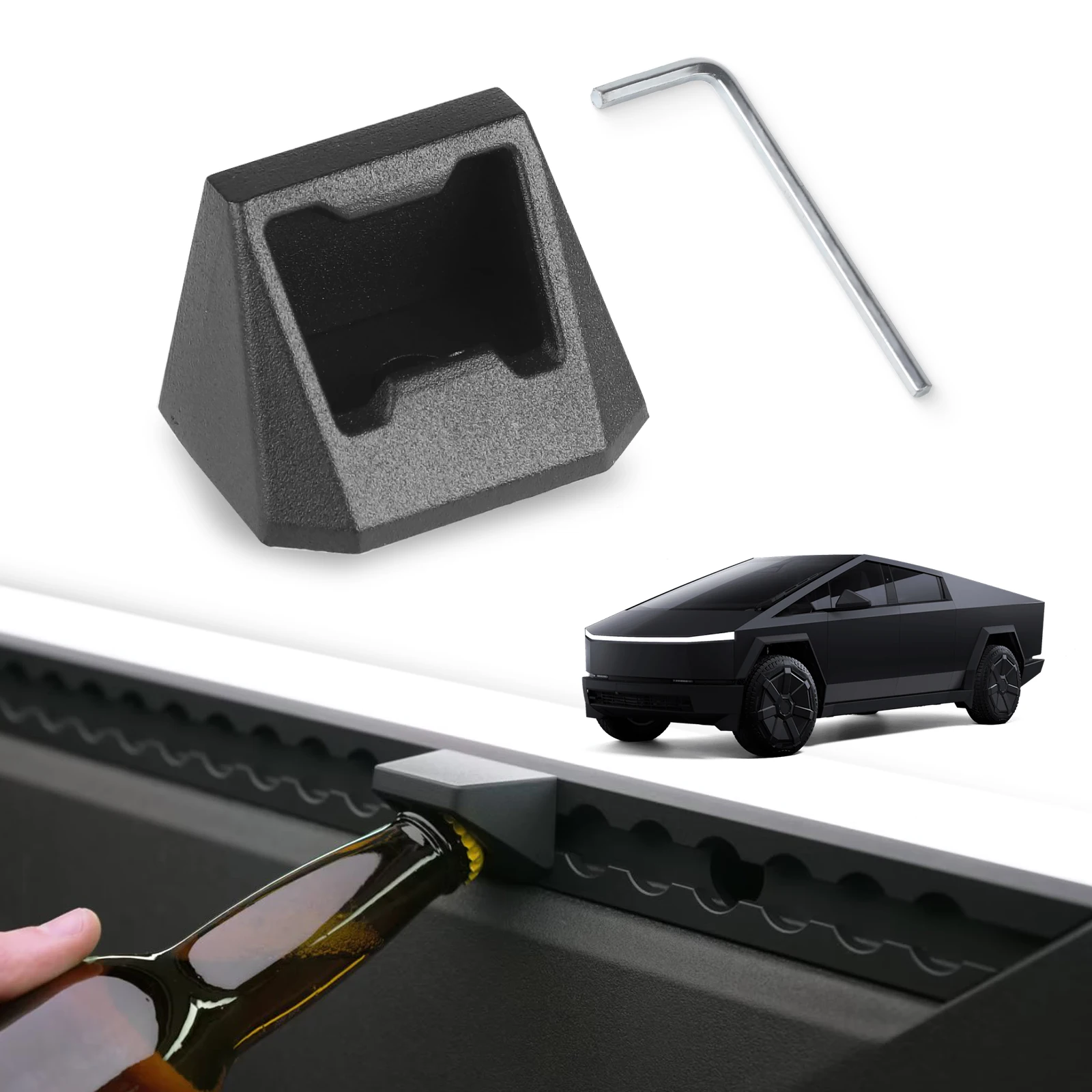 New 2023 2024 2025 Tesla Cybertruck Accessories Aluminum Alloy Trunk L-track splint Fasteners  Bottle Opener Black High Quality