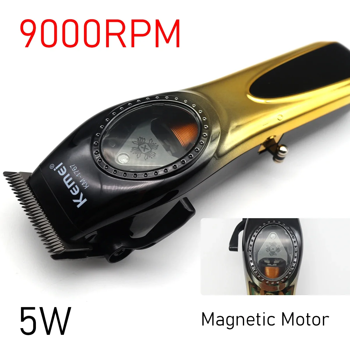 9000RPM Kemei KM-1767 Professional Hair Clipper for Men LCD Magnetic Motor Hair Cutting Machine DLC Blade Hair Trimmer Machine