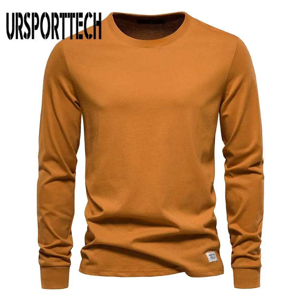 100% Cotton Long Sleeve T shirt For Men Solid Autumn Casual Mens T-shirts High Quality Male Tops Classic Clothes Men's T-shirts