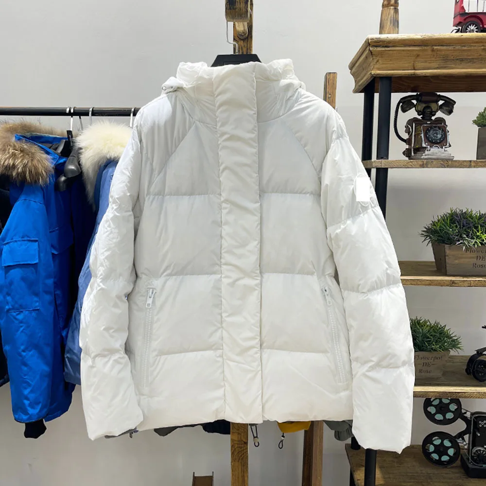 2023 Winter Puffer Jas Vrouwen Hooded Parka Luxe Nieuwe Witte Outdoor Korte Down Jas Vrouwen Mode Dikker Sneeuw Warm overjas