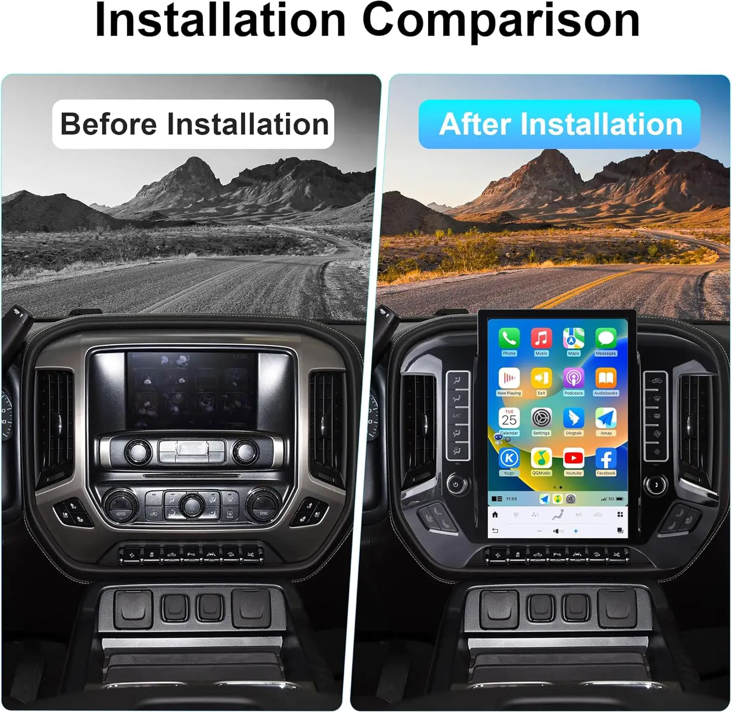 Autoraido for Chevrolet Silverado GMC Sierra 2014-2019 Stereo Replacement Head Unit 14.4 Inch 2K Multimedia Play 8G+128G