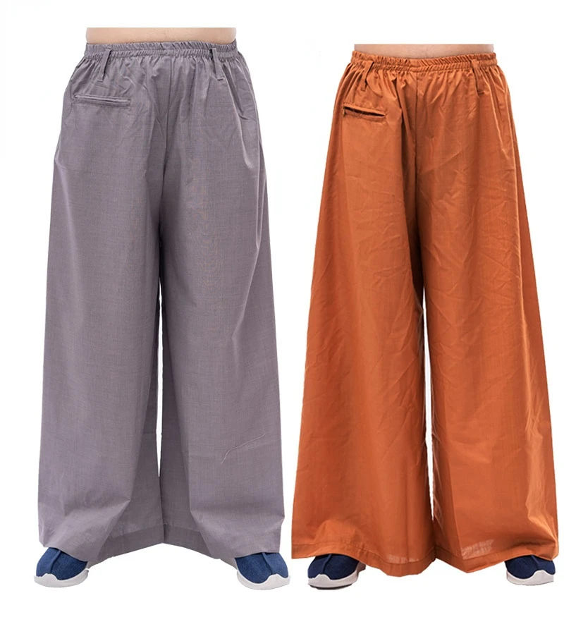 الرجال النساء الراهب السراويل سراويل قطنية البوذية فضفاضة تناسب الراحة البوذية النمط الصيني التقليدي