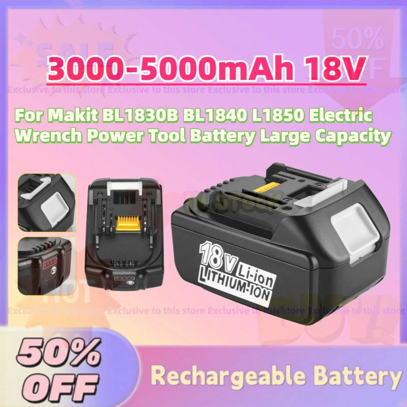 

В наличии Новая аккумуляторная батарея 3.0-5.0Ач 18В для Makita BL1830B BL1840 L1850, для электрических гайковертов и электроинструментов, большая емкость