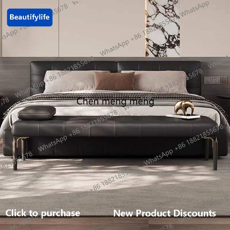 

CC Italian minimalist light luxury bedside stool bedroom leather high-end bedside bench sofa stool